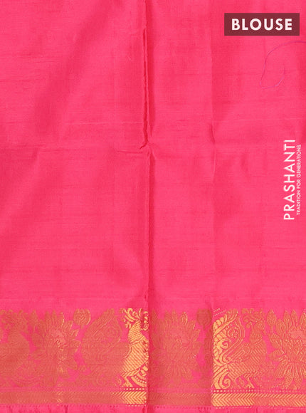 Banana pith saree grey and pink with thread woven buttas and zari woven border