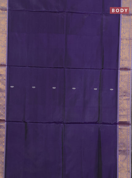 Banana pith saree violet and cream with thread woven buttas and zari woven border