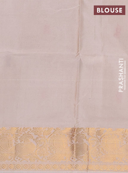 Banana pith saree violet and cream with thread woven buttas and zari woven border