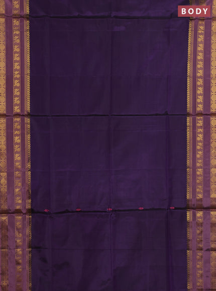 Banana pith saree violet and pink with thread woven buttas and rettapet zari woven border