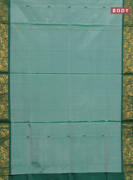 Banana pith saree light green and green with thread woven buttas and zari woven border