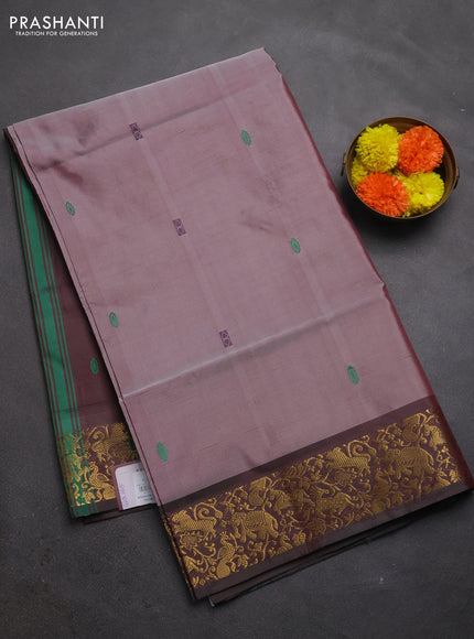 Banana pith saree pastel maroon and deep maroon with thread woven buttas and zari woven border
