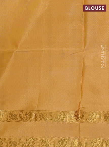 Banana pith saree deep maroon and yellow with thread woven buttas and rettapet zari woven border