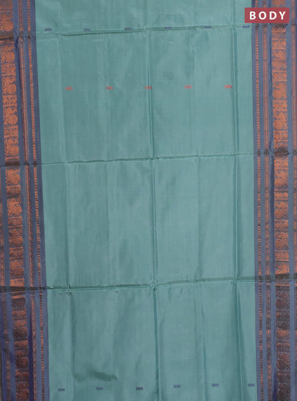 Banana pith saree pastel green and violet with thread woven buttas and long zari woven border