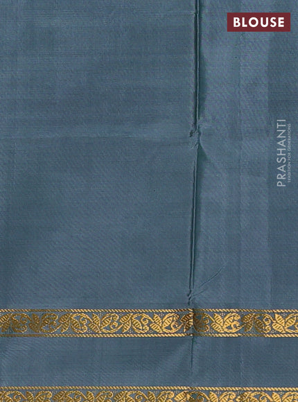 Banana pith saree pink and grey with thread woven buttas and rettapet zari woven border