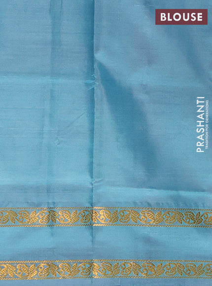 Banana pith saree magenta pink and teal green with thread woven buttas and rettapet zari woven border