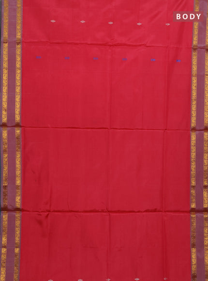 Banana pith saree pink and pastel green with thread woven buttas and rettapet zari woven border
