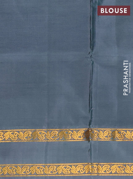 Banana pith saree pink and pastel green with thread woven buttas and rettapet zari woven border