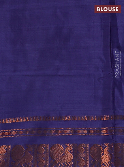 Banana pith saree pastel green and violet with thread woven buttas and long copper zari woven border