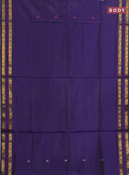 Banana pith saree violet and teal green with thread woven buttas and rettapet zari woven border
