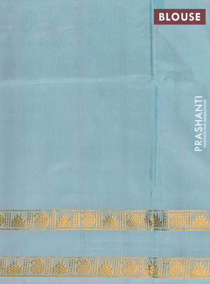 Banana pith saree violet and teal green with thread woven buttas and rettapet zari woven border