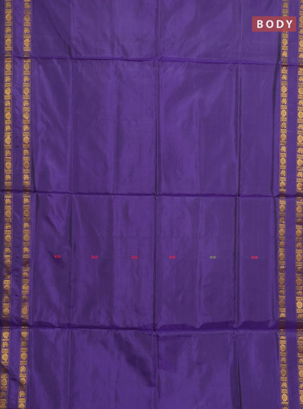 Banana pith saree violet and baby pink with thread woven buttas and rettapet zari woven border