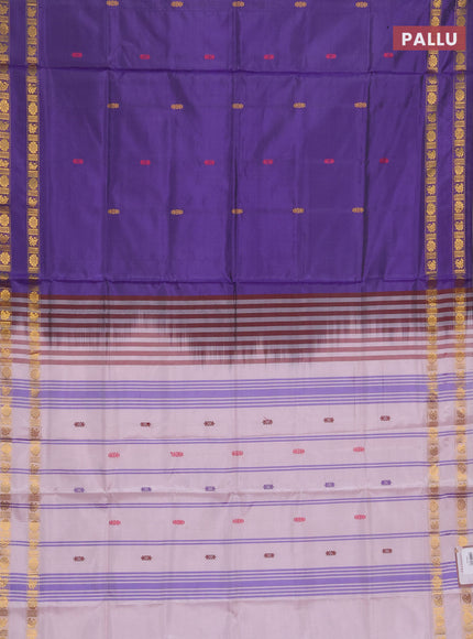 Banana pith saree violet and baby pink with thread woven buttas and rettapet zari woven border