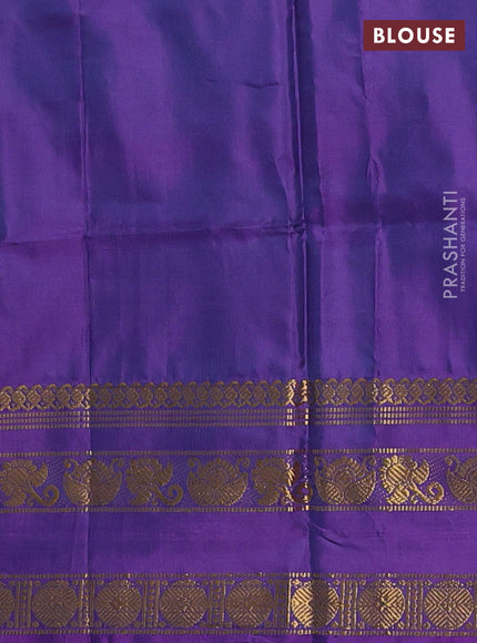 Banana pith saree green and purple with thread woven buttas and rettapet zari woven border