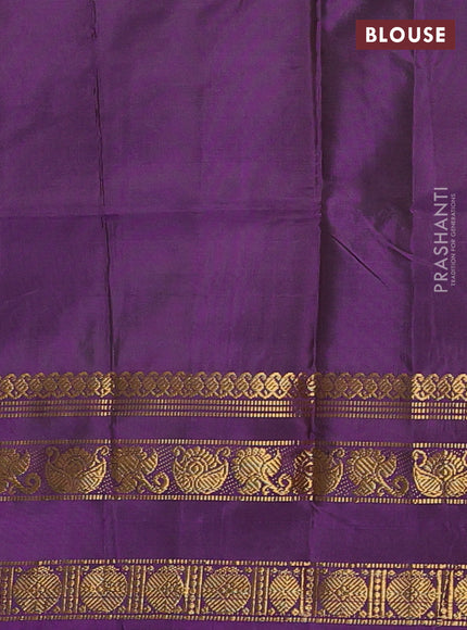 Banana pith saree grey and purple with thread woven buttas and rettapet zari woven border
