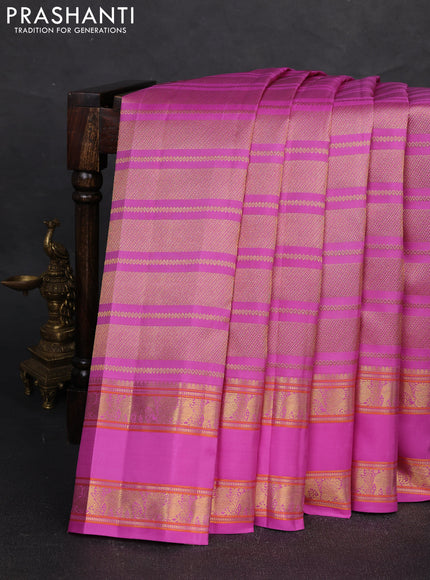 Pure kanchipuram silk saree mild lavender with allover zari woven veldhari design and rettapet zari woven border