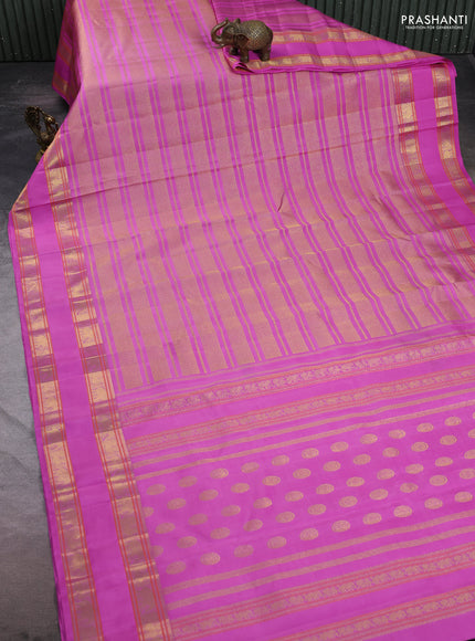 Pure kanchipuram silk saree mild lavender with allover zari woven veldhari design and rettapet zari woven border