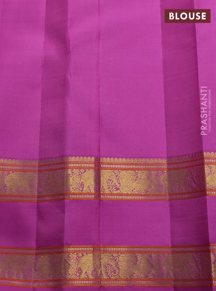 Pure kanchipuram silk saree mild lavender with allover zari woven veldhari design and rettapet zari woven border