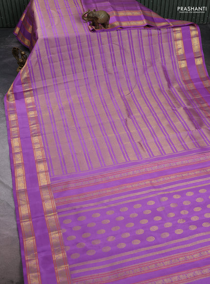 Pure kanchipuram silk saree lavender with allover zari woven veldhari design and rettapet zari woven border