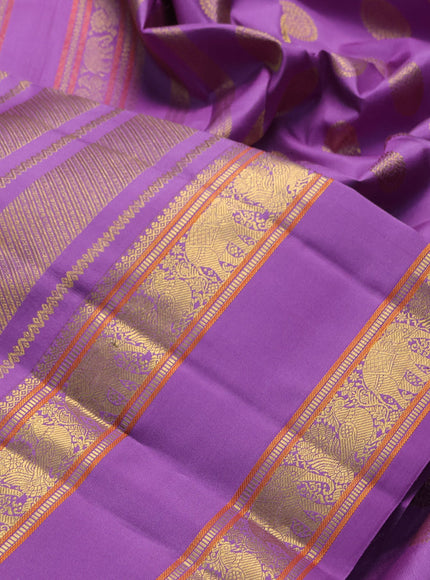 Pure kanchipuram silk saree lavender with allover zari woven veldhari design and rettapet zari woven border
