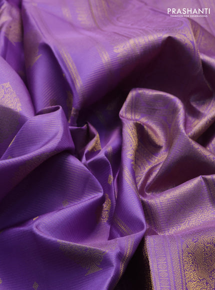 Pure kanchipuram silk saree lavender with allover vairaosi pattern & zari buttas and rich zari woven border