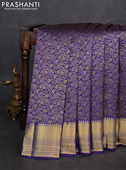 Pure kanchipuram silk saree blue with allover zari woven brocdae weaves and rich zari woven border