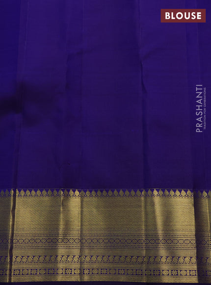 Pure kanchipuram silk saree blue with allover zari woven brocdae weaves and rich zari woven border