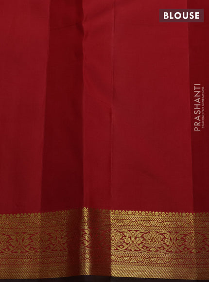 Pure kanchipuram silk saree red with allover zari checks & buttas and rich zari woven border