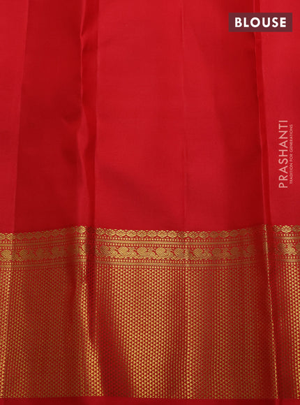 Pure kanchipuram silk saree light pink and red with allover zari woven leheriya weaves and rich zari woven border