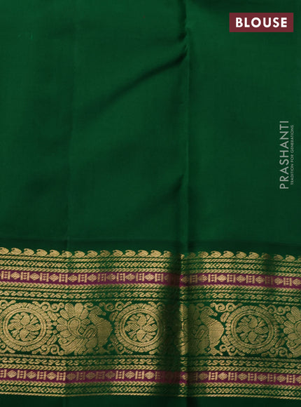 Pure kanchipuram silk saree pink and green with annam & rudhraksha zari woven buttas and rich zari woven korvai border