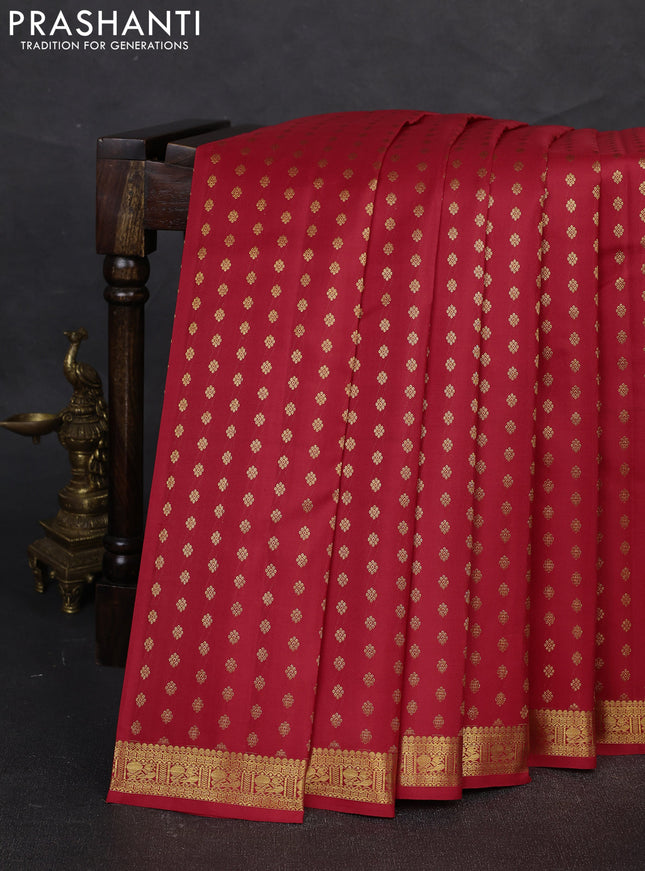 Pure kanchipuram silk saree red with allover zari woven 1000 buttas and zari woven border