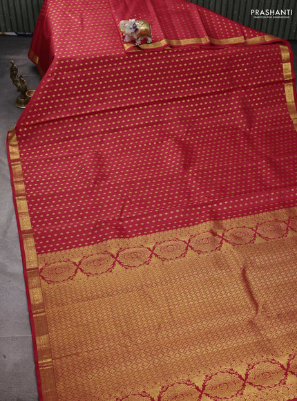 Pure kanchipuram silk saree red with allover zari woven 1000 buttas and zari woven border