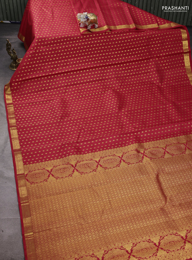 Pure kanchipuram silk saree red with allover zari woven 1000 buttas and zari woven border