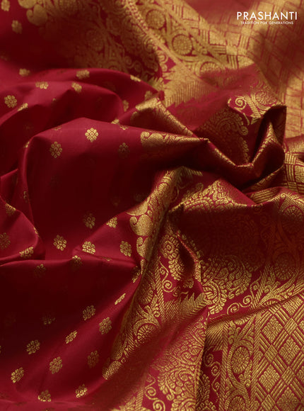 Pure kanchipuram silk saree red with allover zari woven 1000 buttas and zari woven border