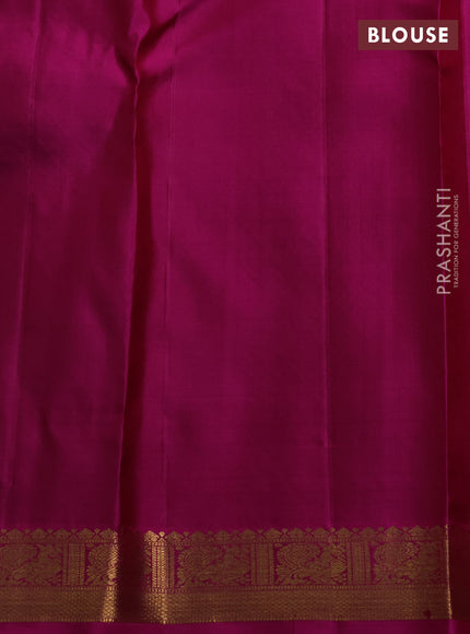 Pure kanchipuram silk saree deep maroon and pink with allover zari woven brocade weaves and small zari woven border