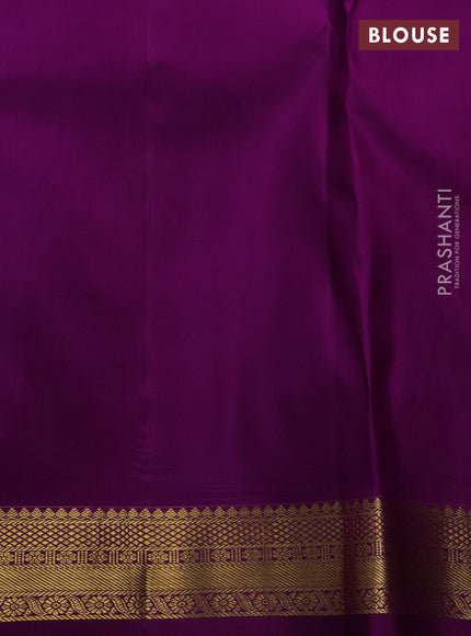 Pure kanchipuram silk saree pastel lavender and purple with allover zari woven brocade weaves and small zari woven border