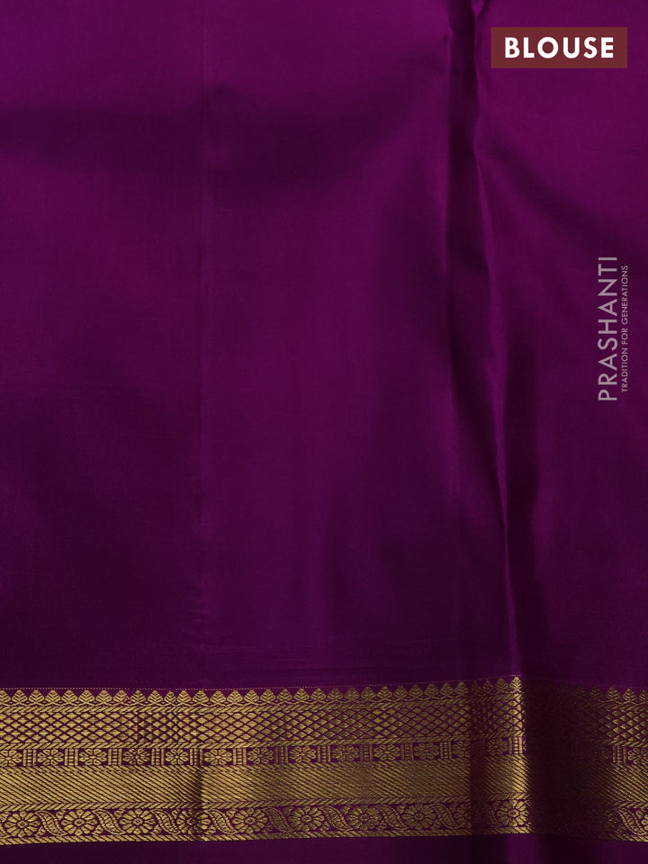 Pure kanchipuram silk saree pastel lavender and purple with allover zari woven brocade weaves and small zari woven border