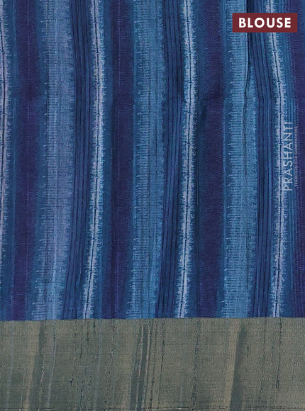 Semi matka saree navy blue and peacock blue with allover patola prints and zari woven border