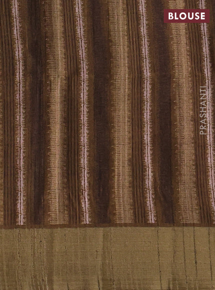 Semi matka saree coffee brown and mehendi green with allover patola prints and zari woven border