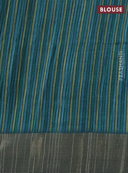 Semi matka saree peacock blue with allover patola prints and zari woven border