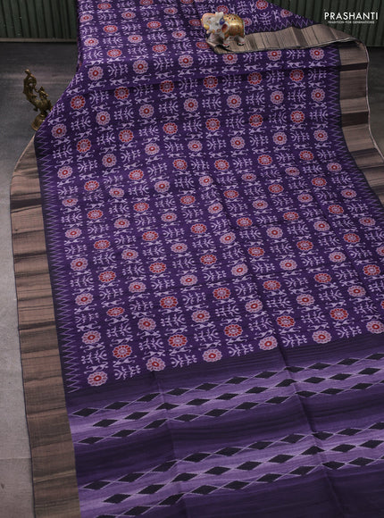 Semi matka saree violet with allover patola prints and zari woven border