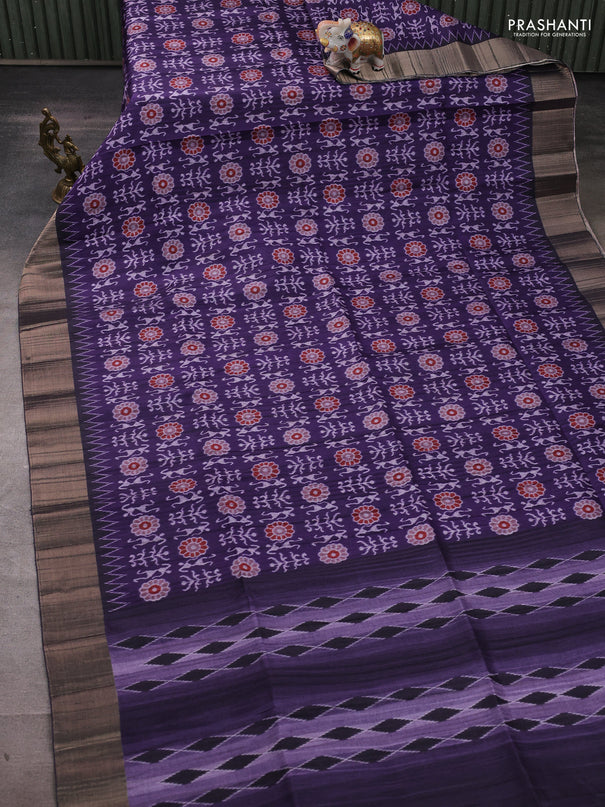Semi matka saree violet with allover patola prints and zari woven border