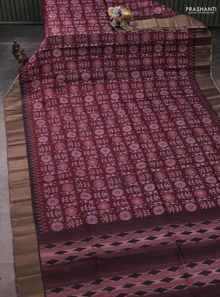 Semi matka saree deep maroon with allover patola prints and zari woven border