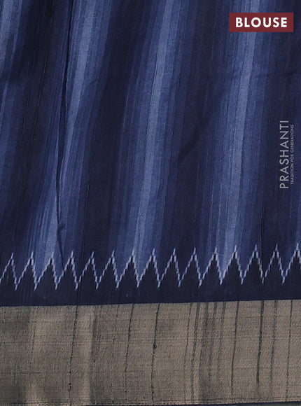 Semi matka saree navy blue with allover patola prints and zari woven border