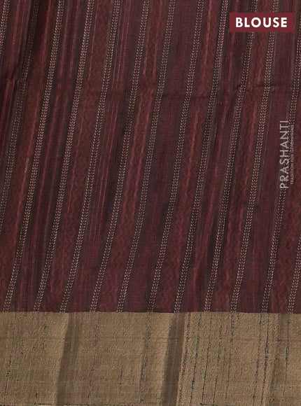 Semi matka saree dark mustard and coffee brown with allover patola prints and zari woven border