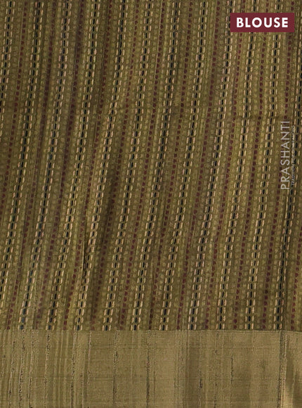 Semi matka saree mehendi green and olive green with allover patola prints and zari woven border