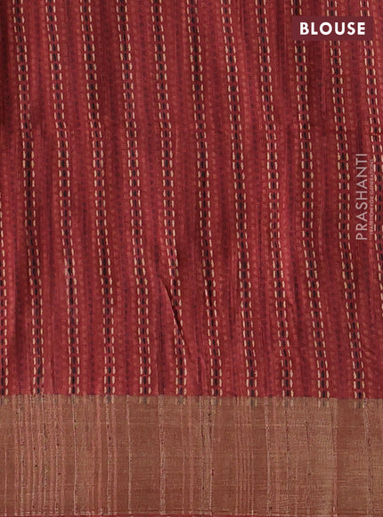 Semi matka saree coffee brown and maroon with allover patola prints and zari woven border