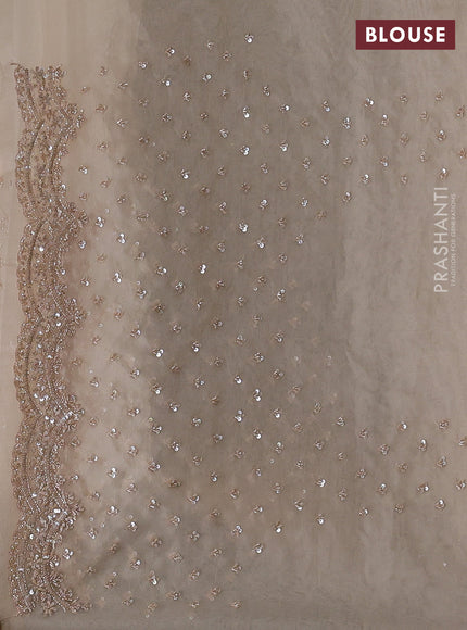 Organza Saree beige with cut beads & sequin embroidery work