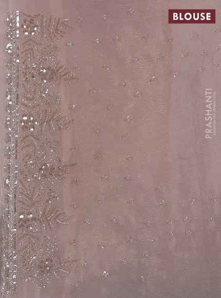 Crush tissue silk saree mild peach with sequin embroidery work