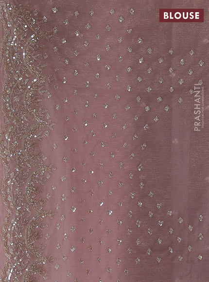 Crush tissue silk saree pastel pink with cut beads & sequin embroidery work